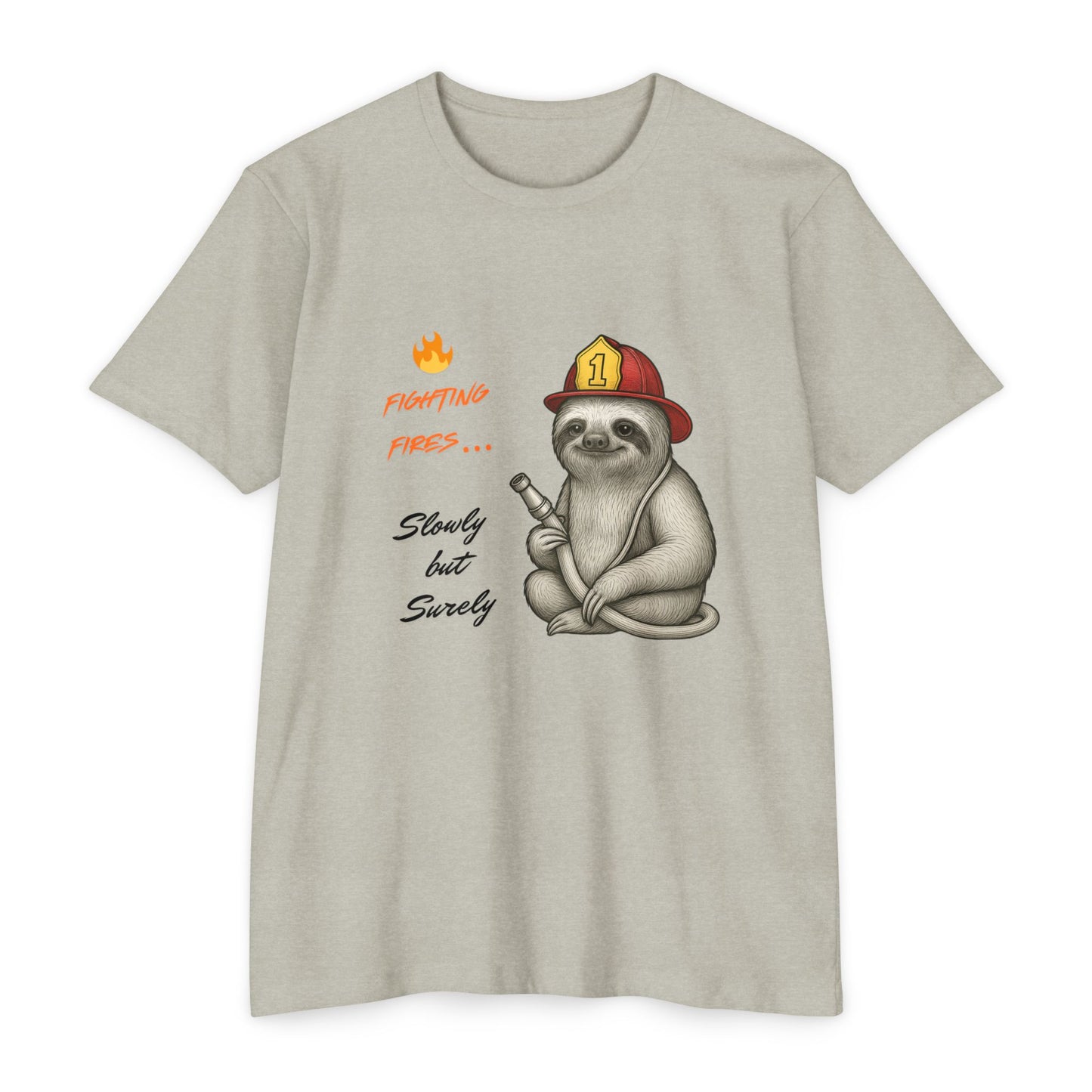 Unisex Sloth Firefighter T-Shirt | Funny Gift for Animal Lovers, Lazy Day Tee, Sloth Lovers Gift, Quirky Casual Wear
