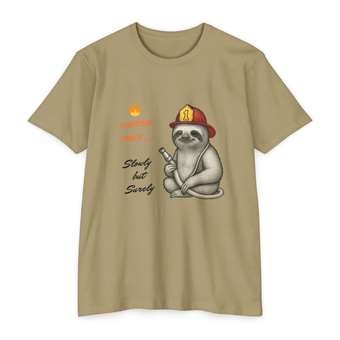 Unisex Sloth Firefighter T-Shirt | Funny Gift for Animal Lovers, Lazy Day Tee, Sloth Lovers Gift, Quirky Casual Wear